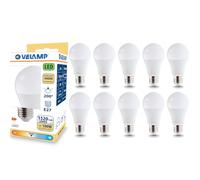 Velamp Ampoule LED, standard A60, culot E27, 15W (1520 lumens équivalent à 100W), lumière blanche naturelle 4000K, technologie SMD, faisceau 200 °, pack de 10 ampoules