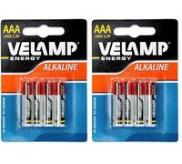 Velamp Batteries Ministilo Alcaline 1,5 V - Format AAA - Lot de 16 pièces - Idéal pour contrôleur, Jouets, Lampes de Poche et appareils électroniques, l'emballage Peut Varier