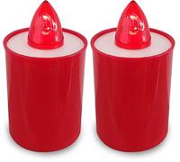 Velamp Bougie votive Led 9 cm, Durée 90 jours, rouge avec lumière rouge fixe (Lot de 2)