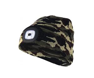 Velamp CAP06 Lighthouse Bonnet à LED rechargeable par USB, lumineux 100 lumen, taille unique, lavable, pour le sport et le travail, Vert camouflage