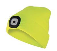 Velamp CAP07 Lighthouse Bonnet à LED rechargeable par USB, lumineux 100 lumen, taille unique, lavable, pour le sport et le travail, Jaune Fluo