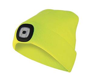 Velamp CAP07 Lighthouse Bonnet à LED rechargeable par USB, lumineux 100 lumen, taille unique, lavable, pour le sport et le travail, Jaune Fluo