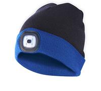 Velamp CAP16 Lighthouse Bonnet à LED Rechargeable par USB, Lumineux 100 Lumen, Taille Unique, Lavable, pour Le Sport et Le Travail, Noir et Bleu
