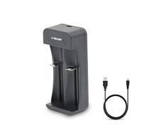 Velamp CBT06 Chargeur rapide 2 canaux pour batteries Li-ion 10440 14500 16340 17500 17670 18350 18490 18650 RCR123A. Protection court circuits, Noir