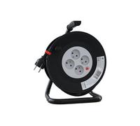 Velamp Rallonge électrique REEL-FR-25 – 25 m, enrouleur, 4 prises 16 A, 3G1,5 mm², noir/rouge