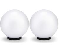 Velamp Globe de jardin, lampadaire d'extérieur 300 mm, douille E27, compatible LED, étanche IP44, sphère pour jardin, parcs, copropriétés, terrasses. Blanc (Lot de 2)