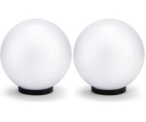 Velamp Globe de jardin, lampadaire d'extérieur 300 mm, douille E27, compatible LED, étanche IP44, sphère pour jardin, parcs, copropriétés, terrasses. Blanc (Lot de 2)