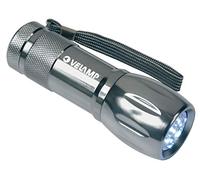 Velamp IN240 Torche Métallique 25 Lumen 9 LED Eclairage 20 m avec housse, Argenté