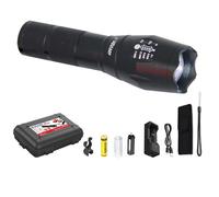 VELAMP IR547 Lampe torche LED 10 W rechargeable tactique avec zoom, en aluminium, super accessoire, noir