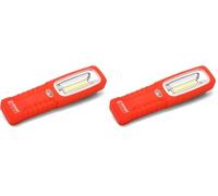 Velamp IS463 Travail LED COB Super Lumineuse 200 lumens. Lampe d'inspection avec Crochet et Aimant pour Garage, Bricolage, Atelier, Plastique, Rouge (Lot de 2)