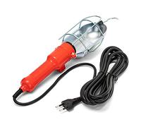 Velamp IS529 Lampe de Travail portative avec Cage métallique, culot E27, Compatible LED. Baladeuse avec Interrupteur et câble 10 mètres. pour Le Garage, la Cave, l'atelier, Le Chantier, 60 W, Orange