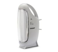 Velamp Lampe anti-coupures de courant LED rechargeable 350 lumens, lampe de secours portable avec 2 tubes LED SMD, USB-C, batteries Li-ion remplaçables, autonomie jusqu'à 5 heures, 4000K, grise