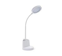 Velamp Lampe de bureau LED 7 W avec interrupteur tactile et porte-stylos. Blanc