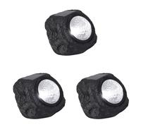 Velamp Lampe Solaire LED avec Design en Forme de Pierre, Pierre Solaire LED. En Plastique. Lumière pour Jardin, Terrasse, Allées, Balcons (Lot de 3)