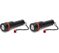 Velamp Lampe torche en caoutchouc 3 LED, 2 piles AA (non fournies). Lampe de poche incassable. Pour la maison, la voiture, le camping, les promenades, le chantier (Lot de 2)