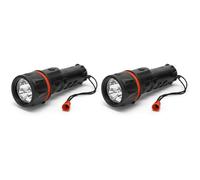 Velamp Lampe torche en caoutchouc 3 LED, 2 piles D (non fournies). Lampe de poche incassable. Pour la maison, la voiture, le camping, les promenades, le chantier, Noir (Lot de 2)