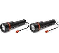 Velamp Lampe torche en caoutchouc 3 LED, 3 piles D (non fournies). Lampe de poche incassable. Pour la maison, la voiture, le camping, les promenades, le chantier..., Noir (Lot de 2)