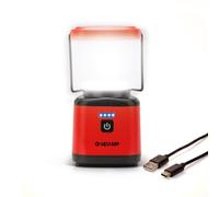 Velamp Lanterne de camping LED rechargeable USB-C PRISM, 10 W, 1 000 lm, batterie externe intégrée, 3000/4000/6500 K, 4 modes variables, batterie 3600 mAh, IPX2.