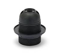 Velamp LH141B thermoplastique Culot d'ampoule entièrement fileté, Support de Douille E27 avec écrou à Anneau. Noir