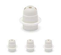 Velamp LH141W thermoplastique Culot partiellement fileté, Douille E27 avec écrou à Anneau. Blanc (Lot de 4)