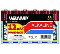 Velamp Lot de 12 piles alcalines Stylus LR6 AA 1,5 V Rouge 1,5 V