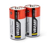 Velamp LR14/2BP Lot de 2 Piles alcalines Demi-Torche LR14, C, 1,5 V, Rouge, Lot de 2