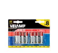 Velamp LR6/8BP Blister de 8 Piles Alcalines Stilo LR6 AA, 1,5 V, Rouge