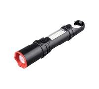 Velamp Magmum Lampe torche LED rechargeable 3 W - 250 lumens - avec fonction zoom et lanterne latérale blanche/rouge - Lumière dimmable, batterie intégrée et câble USB-C inclus