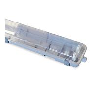 Velamp NEPF218 extérieur étanche IP65 pour 2 Tubes LED de 60 cm (Non fournis). Plafonnier de Jardin. Pré câblé. Montage Simple. Longueur 66,5 cm, Acrylonitrile butadiène styrène, Gris