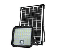 Velamp Projecteur LED solaire 4800 lumens, détecteur de présence, panneau solaire déporté, Noir