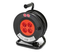 Velamp REEL-FR-25 Rallonge Prolongateur électrique 25 m avec enrouleur 4 Prises 16 A section 3G1,5 mm² + coupe-circuit. Noir et Rouge