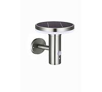 Velamp SL330 Applique Murale Recharge Solaire, 600 Lumen, avec détecteur de mouvements, étanche IP44, Acier, 3 Modes d'éclairage. pour Jardin, Patio, Balcon, terrasse, Argent