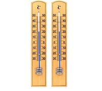VELAMP Thermomètre intérieur/extérieur en bois 20 cm (Lot de 2)
