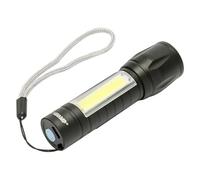 VELAMP THOR MAX : Lampe torche rechargeable LED 1W avec fonction zoom et lanterne latérale, Noir