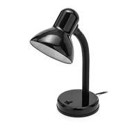VELAMP TL1201-N - Lampe de Chevet, Lampe de Bureau Compacte à Bras Orientable, Ampoule E27 et LED 40W non Incluse, Lampe de Table de Nuit, Lecture, Chambre Enfant en Métal, Câble et Interrupteur, Noir