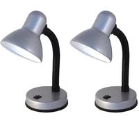 VELAMP TL1201-S - Lampe de Chevet, Lampe de Bureau Compacte Bras Orientable, Ampoule E27 et LED 40W non Incluse, Lampe de Table de Nuit, Lecture, Chambre Enfant en Métal, Câble et Interrupteur, Silver