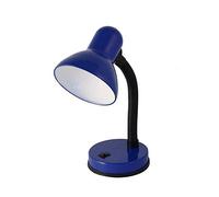 VELAMP TL1201-U - Lampe de Chevet, Lampe de Bureau Compacte à Bras Orientable, Ampoule E27 et LED 40W non Incluse, Lampe de Table de Nuit, Lecture, Chambre Enfant en Métal, Câble et Interrupteur, Bleu