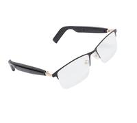VELATEMOR AI Smart Lunes, Bluetooth 5.4 Mic intégré et Haut-Parleur, IP54 Proof Blue Filtring Vocal Contrôle des Lunettes Intelligentes pour Les Hommes, Meeting Trade Business HY C8