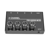 VELATEMOR Amplificateur de Casque 4 Canaux, Séparateur Stéréo HiFi avec Sortie Casque 1/4 Pouces, pour Scène de Studio D'enregistrement de Guitare sur PC (Prise UE)