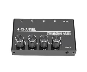 VELATEMOR Amplificateur de Casque 4 Canaux, Séparateur Stéréo HiFi avec Sortie Casque 1/4 Pouces, pour Scène de Studio D'enregistrement de Guitare sur PC (Prise UE)