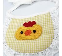 VELATEMOR Bandana en Coton à Carreaux pour Animaux de Compagnie, avec Ventilation, Motif Animal de Dessin animé Mignon, Bavoirs Doux et Respirants pour Chien, Bichon Teddy Poméranien (Petit Poulet
