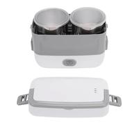 VELATEMOR Boîte à Lunch électrique pour Adultes, Chauffe-plats Portable 80 W avec 3 Bols à Couvercle et une Tasse à Soupe, Poignée Pliable Idéale pour la Voiture, les Voyages et le (Prise européenne