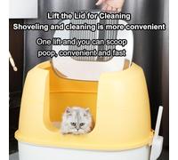 VELATEMOR Boîte pour Chat Couverte avec Couvercle Supérieur Amovible et Nettoyage Rabattable, Adaptée à Divers Scénarios D'utilisation (Blue)