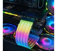 VELATEMOR Câble D'extension D'alimentation RVB, LED à Fibre Optique RVB Double Source de Lumière, Câble D'alimentation ATX ARGB 18 AWG 24 Broches, Adaptateur 5 V 3 Broches, 9,5 Pouces de