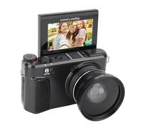 VELATEMOR Caméra Numérique 88 MP 8K 18x Zoom Auto Focus, Caméra de Vlog WiFi 3 Pouces 180 ° à 180 ° avec Carte de 32 Go et 2 Batteries pour la Photographie (Black)