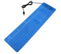 VELATEMOR Clavier Pliable en Silicone, 108 Touches, Compact, étanche, Flexible, USB, pour Ordinateur, Support Wind98 XP 2000 ME (Blue)