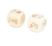 VELATEMOR Dés de Décision Alimentaire en Bois de Pin de qualité, Options de Repas Amusantes, 2 Pièces, Dés Décisifs pour Les Amis Gourmands