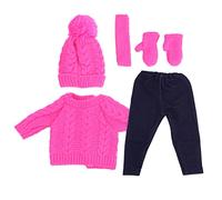 VELATEMOR Ensemble de Vêtements de Poupée de 18 Pouces, Tenue de bébé Adorable et Bien Faite, pour Développer des Habitudes D'indépendance Chez les Enfants (Q18-788 Pull rose rouge Poupée Shafu 43 cm)