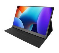 VELATEMOR Extension D'écran pour Ordinateur Portable 15,6 Pouces, écran D'affichage Portable USB C avec Angle de de 178°, écran Tactile Portable avec Housse de en Cuir PU, Prend en
