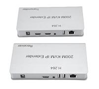 VELATEMOR Extension KVM HD, Extension DVI sur IP jusqu'à 200 M avec 3 Ports USB, Télécommande, pour écran PC HDTV (Prise UE)